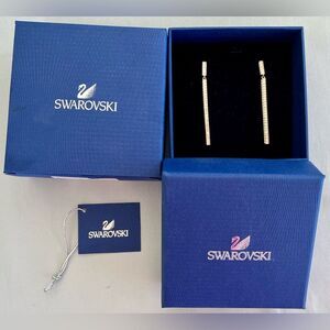 Swarovski Game Pave Crystal & Rose Gold Long Earrings New 5007755 MSRP $145